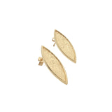 Hammered shuttle gold earrings