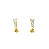 Boucles d'oreilles dorées trio de zircons blancs et pampilles
