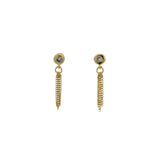 Gold earrings with stone and chain