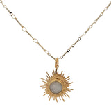 Collier doré soleil pierre de lune 50 cm