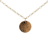 Collier doré médaille avec feuilles et lucky you 42 cm