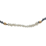Collier doré en iolite, perles de culture et perles dorées 38 cm