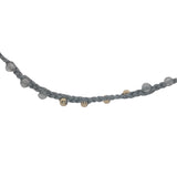Collier doré cordon gris labradorite et perles dorées 60 cm