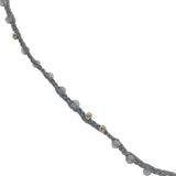 Collier doré cordon gris labradorite et perles dorées 60 cm