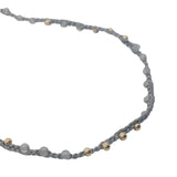 Collier doré cordon gris labradorite et perles dorées 60 cm