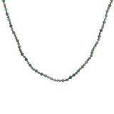 Collier doré perles vertes, couronnes dorées et noeuds verts 42 cm