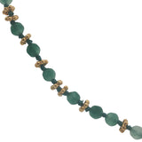 Collier doré perles vertes, couronnes dorées et noeuds verts 42 cm