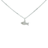 925 silver necklace with hammered fish pendant