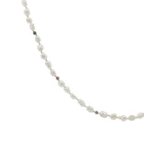 Collier doré perles de culture alternées à de la tourmaline 60 cm