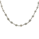 Collier doré alternance petites et grandes perles de culture avec noeuds beige 50 cm