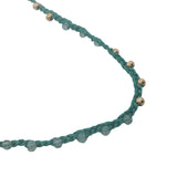 Collier doré cordon vert apatite et perles dorées 60 cm