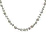 Collier doré perles de culture,de différentes tailles avec noeuds turquoise 60 cm