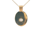Collier doré pendentif ovale fleurs gravées pierre de lune 42 cm