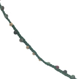 Collier doré cordon vert rubis zoisite et perles dorées 60 cm