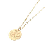 Collier doré médaille avec oeil gravé 38 cm