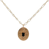Collier doré ovale strié onyx noire 50 cm