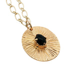 Collier doré ovale strié onyx noire 50 cm