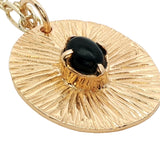 Collier doré ovale strié onyx noire 50 cm