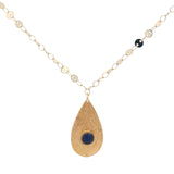 Collier doré pendentif en forme de goutte avec lapis lazulis 60 cm