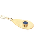 Collier doré pendentif en forme de goutte avec lapis lazulis 60 cm