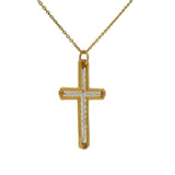 Collier doré croix martelée avec enfilade de pierre de lune 42 cm