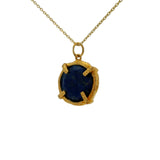 Gold necklace with round stone pendant set with 4 claws