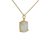 Collier doré Pierre de lune carrée sertie 4 griffes