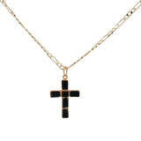 Collier doré croix onyx noire 50 cm
