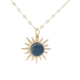 Golden sun and cabochon stone necklace