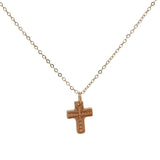 Collier doré croix avec petites boules 50 cm