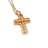 Collier doré croix avec petites boules 50 cm