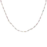 Collier doré avec tourmaline, quartz rose et noeuds blancs 60 cm