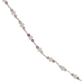 Collier doré avec tourmaline, quartz rose et noeuds blancs 60 cm