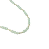 Collier doré avec prehnite et noeuds verts clairs 60 cm
