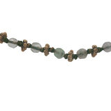 Collier doré perles vert clair avec couronnes dorées 42 cm