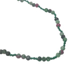 Collier doré cordon vert avec rubis zoisite 60 cm