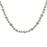 Collier doré perles de culture de différentes tailles avec noeuds blancs 60 cm