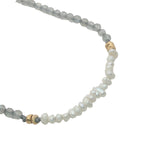 Collier doré labradorite et rang de perles de culture 38 cm