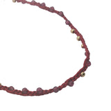 Collier doré cordon bordeaux grenat et perles dorées 60 cm