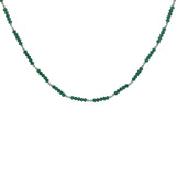 Collier doré avec alternance d'onyx verte et de prehnite 42 cm