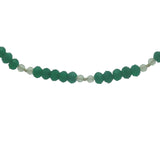 Collier doré avec alternance d'onyx verte et de prehnite 42 cm