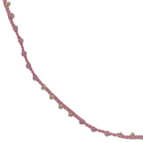 Collier doré cordon rose tourmaline rose et perles dorées 60 cm