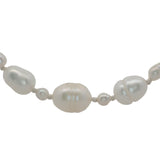Collier doré alternance petites et grandes perles de culture avec noeuds blancs 50 cm