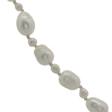 Collier doré alternance petites et grandes perles de culture avec noeuds blancs 50 cm