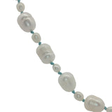 Collier doré petites et grandes perles de culture noeuds turquoise 50 cm