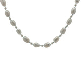 Collier doré alternance petites et grandes perles de culture avec noeuds turquoise 60 cm