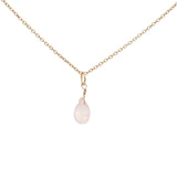 Collier doré petite goutte facettée en quartz rose 42 cm