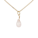 Collier doré petite goutte facettée en quartz rose 42 cm