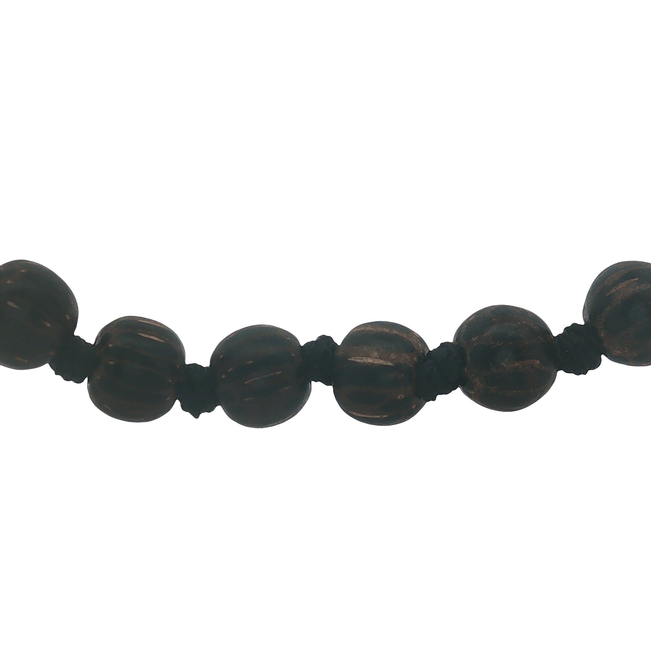 Collier doré perles en bois marron et noeuds marron 75 cm