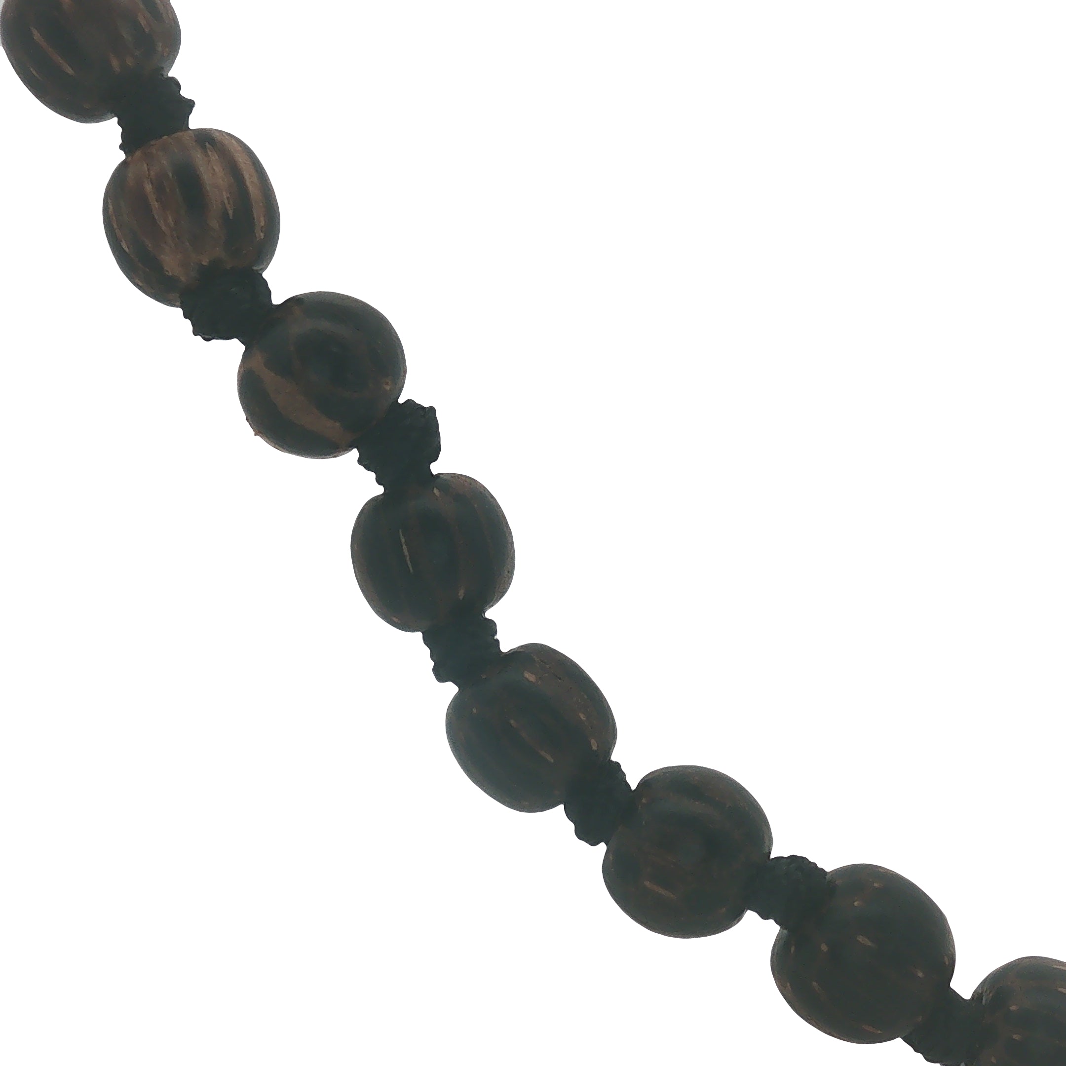 Collier doré perles en bois marron et noeuds marron 75 cm